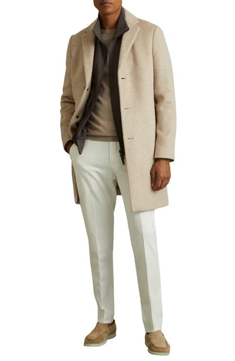 Men's Beige Overcoat with Inner Layer