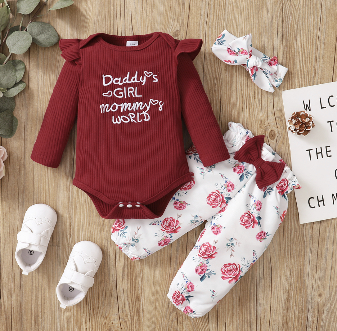 AB128 - Three Pieces Baby Girl Floral Sets I